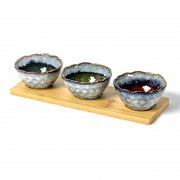 3PCS Ceramic bowls with bamboo tray